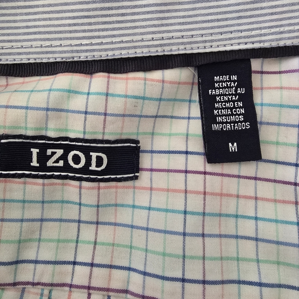 IZOD Men's White Colored Plaid Shirt NWT Medium - Picture 6 of 10